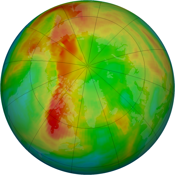 Arctic ozone map for 27 February 1992
